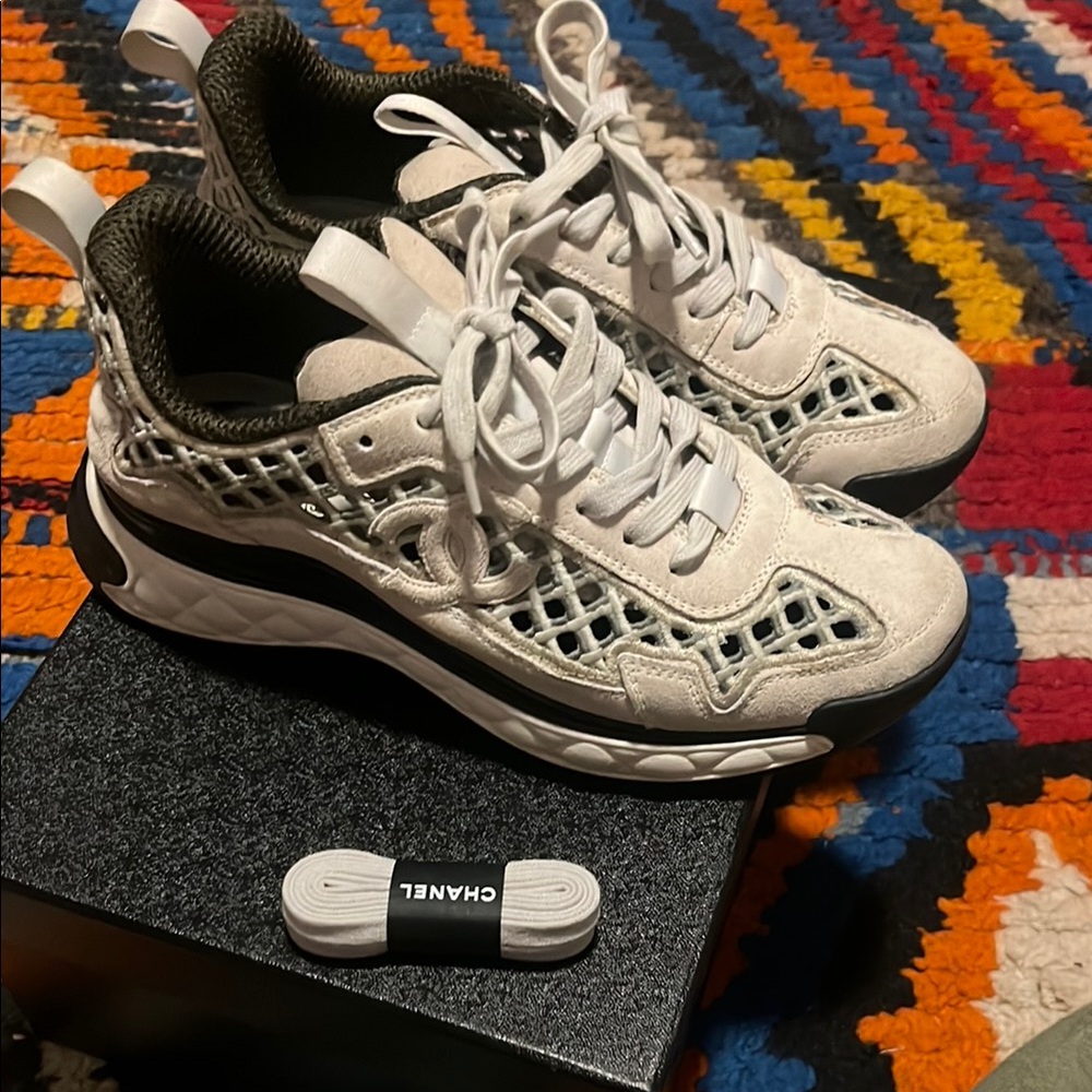 CHANEL Embroidery Sneakers | Box + Dust Bags